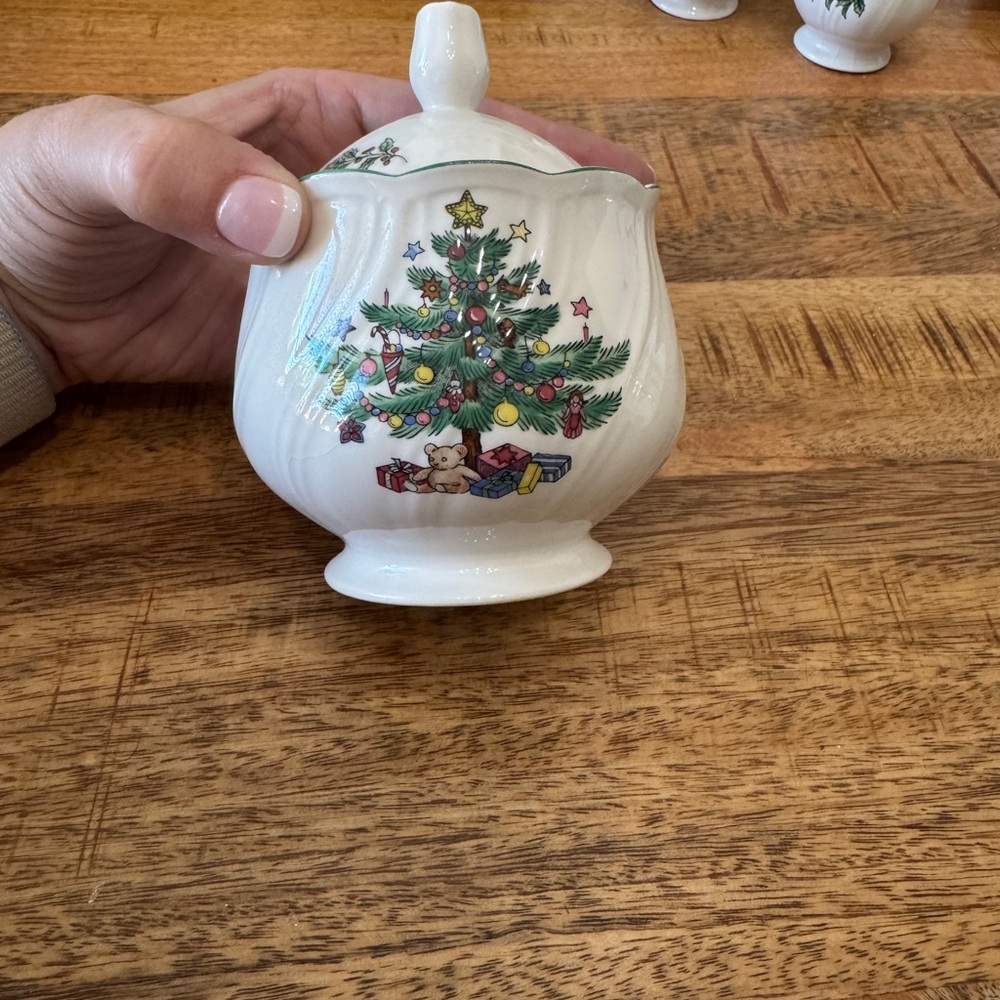 Nikko “Happy Holidays” Christmas Tree Sugar Bowl